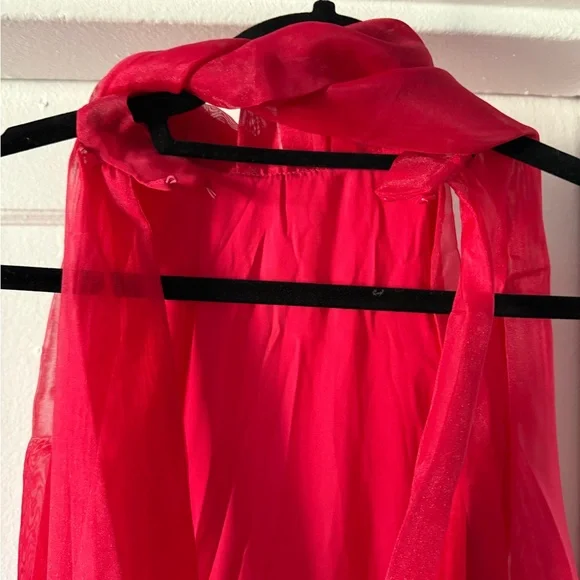 Zara hot pink/red organza mini dress size M - Picture 9 of 11
